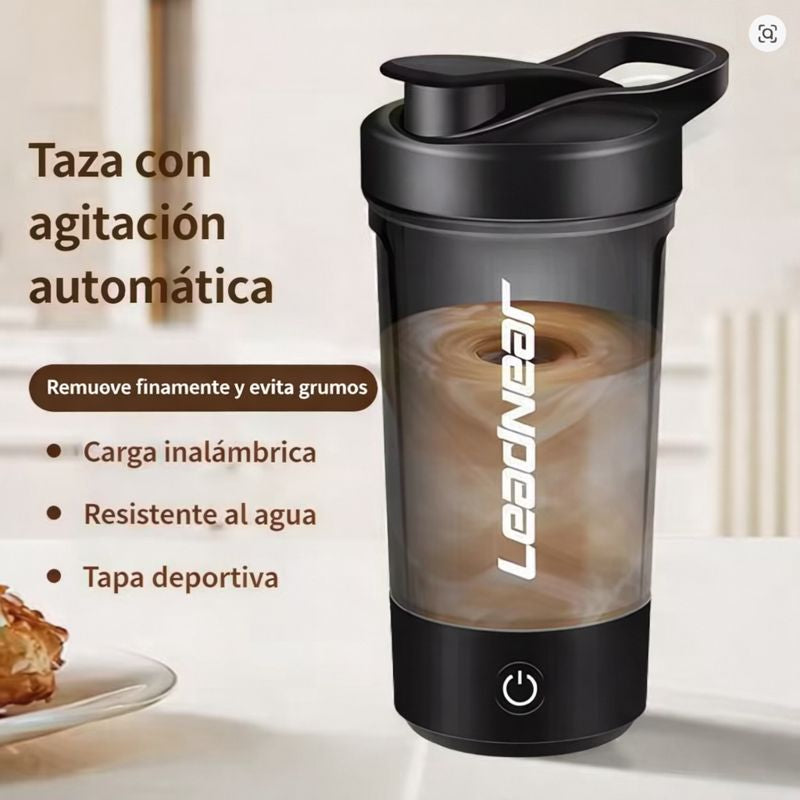 Shaker Eléctrico Pro: Vaso Batidor Automático de Alta Potencia para Proteína y Suplementos. Mezcladora Portátil Recargable USB, Sin Grumos, Diseño Deportivo.