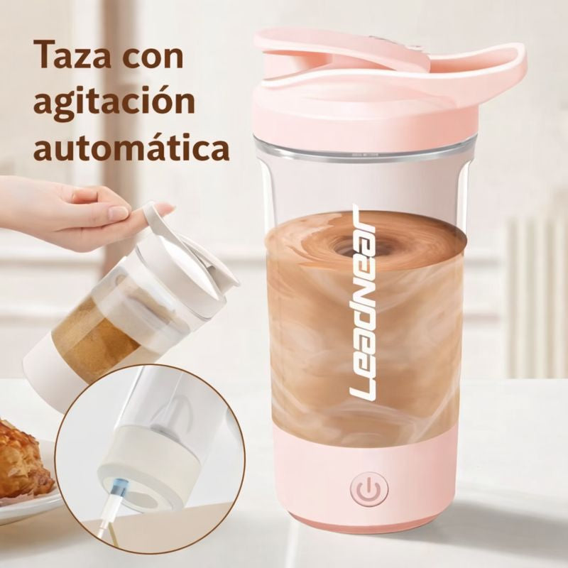 Shaker Eléctrico Pro: Vaso Batidor Automático de Alta Potencia para Proteína y Suplementos. Mezcladora Portátil Recargable USB, Sin Grumos, Diseño Deportivo.